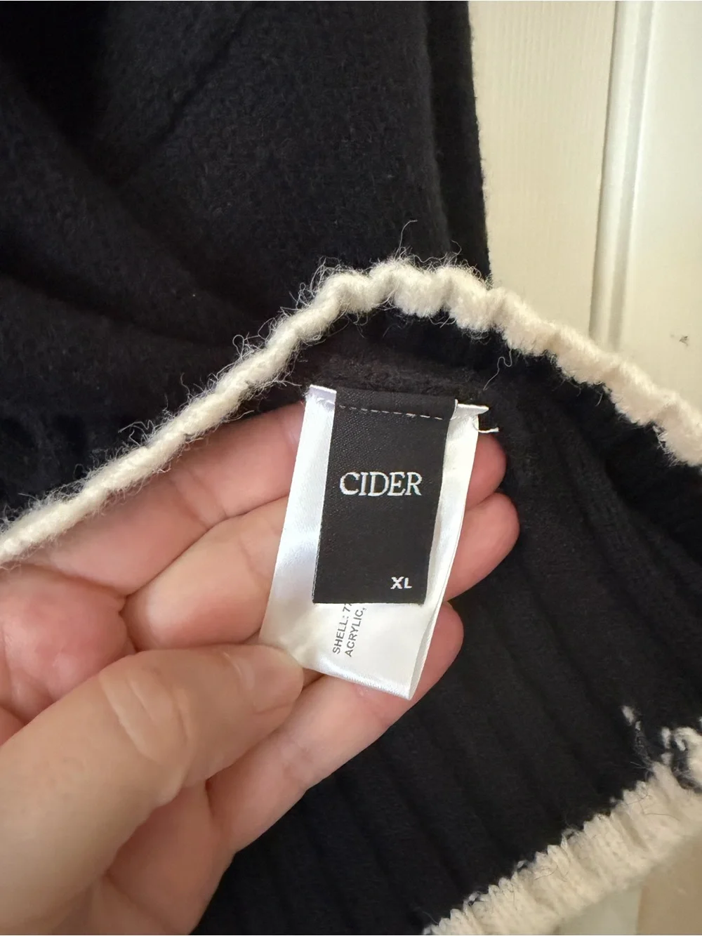 Cider Black Crewneck Sweater with Cream Contrast Trim